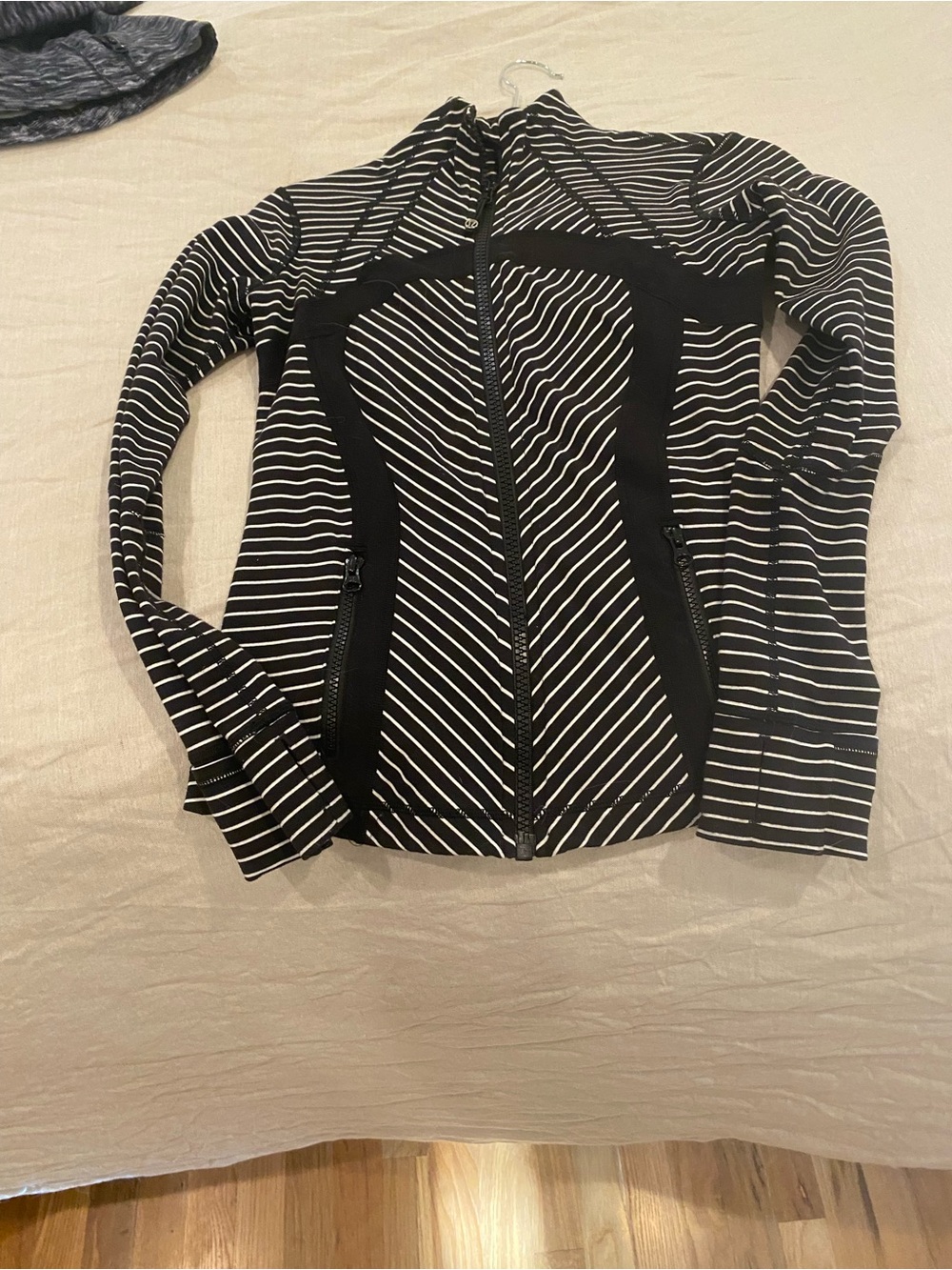 lululemon athletica Black & White Striped Zip-Up Hoodie Jacket